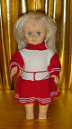 Кукла говорящая  в красно-белом платье